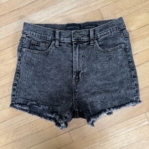 Kendall + Kylie high rise black acid wash denim shorts